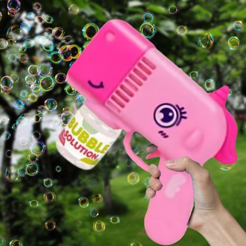 PISTOLET NA BAŃKI MYDLANE Aparat DO TWORZENIA BANIEK MYDLANYCH + PŁYN RÓŻOWY JEDNOROŻEC PISTOLET NA BAŃKI MYDLANE Aparat DO TWORZENIA BANIEK MYDLANYCH + PŁYN RÓŻOWY JEDNOROŻEC