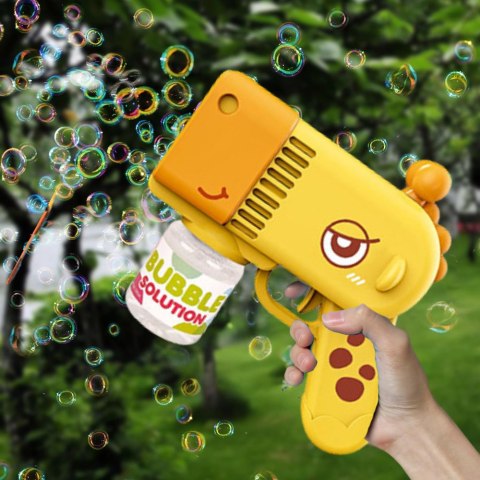 PISTOLET NA BAŃKI MYDLANE Aparat DO TWORZENIA BANIEK MYDLANYCH + PŁYN ŻÓŁTA ŻYRAFA PISTOLET NA BAŃKI MYDLANE Aparat DO TWORZENIA BANIEK MYDLANYCH + PŁYN ŻÓŁTA ŻYRAFA