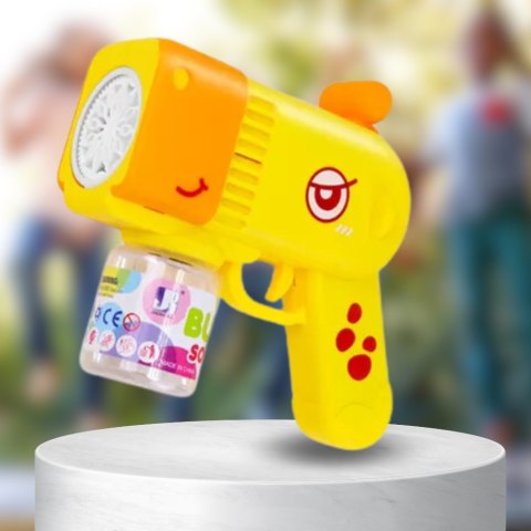 PISTOLET NA BAŃKI MYDLANE Aparat DO TWORZENIA BANIEK MYDLANYCH + PŁYN ŻÓŁTA ŻYRAFA PISTOLET NA BAŃKI MYDLANE Aparat DO TWORZENIA BANIEK MYDLANYCH + PŁYN ŻÓŁTA ŻYRAFA