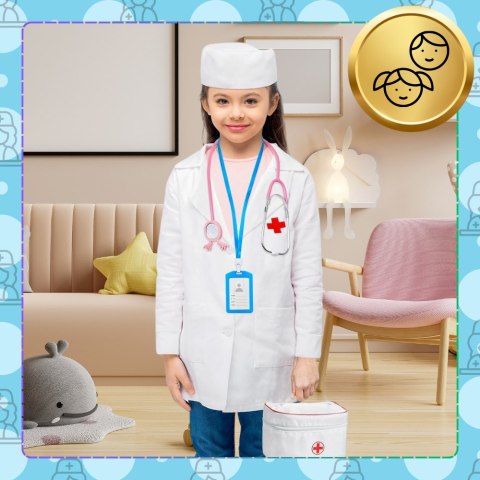 STRÓJ KOSTIUM PRZEBRANIE LEKARZA PIELĘGNIARZA PIELEGNIARKA DOKTORA DLA DZIECI 122/128 cm STRÓJ KOSTIUM PRZEBRANIE LEKARZA PIELĘGNIARZA PIELEGNIARKA DOKTORA DLA DZIECI 122/128 cm
