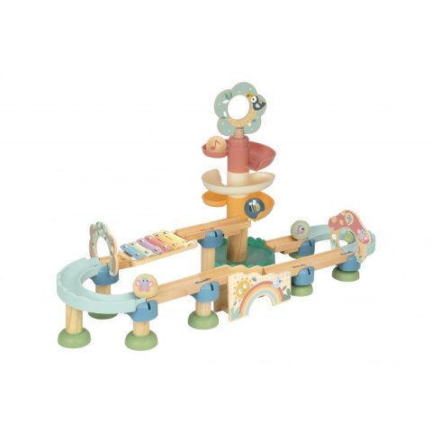 Tooky Toy Drewniany Muzyczny Tor Kulkowy Kulodrom 44 el. Pastelowe Tooky Toy