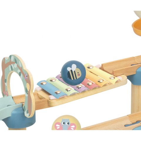 Tooky Toy Drewniany Muzyczny Tor Kulkowy Kulodrom 44 el. Pastelowe Tooky Toy