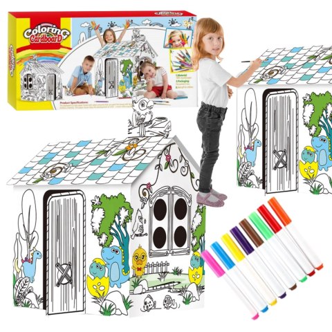 ZESTAW ARTSTYCZNY DUŻY DOMEK KARTONOWY DO MALOWANIA SKŁADANIA DINOZAURY XXL ZESTAW ARTSTYCZNY DUŻY DOMEK KARTONOWY DO MALOWANIA SKŁADANIA DINOZAURY XXL