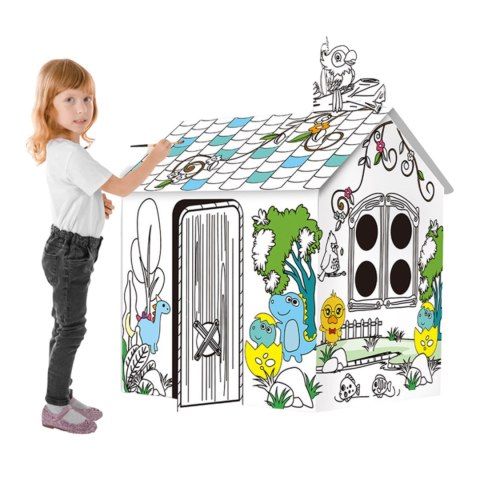 ZESTAW ARTSTYCZNY DUŻY DOMEK KARTONOWY DO MALOWANIA SKŁADANIA DINOZAURY XXL ZESTAW ARTSTYCZNY DUŻY DOMEK KARTONOWY DO MALOWANIA SKŁADANIA DINOZAURY XXL