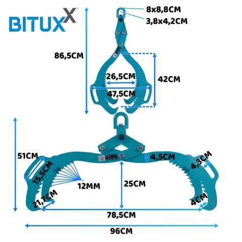 Chwytak do drewna 620mm 1200kg Bituxx