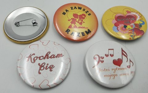 Przypinka 5szt WALENTYNKA 5,5 cm /P826 Przypinka 5szt WALENTYNKA 5,5 cm /P826