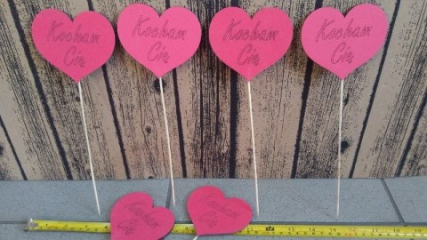 Serce czerwone na piku 6szt KOCHAM CIĘ 9cm Serce czerwone na piku 6szt KOCHAM CIĘ 9cm