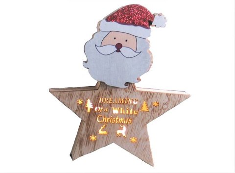 Dekoracja gwiazdka drewniana led wys. 25cm | 483929 Dekoracja gwiazdka drewniana led wys. 25cm | 483929