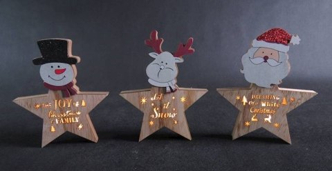 Dekoracja gwiazdka drewniana led wys. 25cm | 483929 Dekoracja gwiazdka drewniana led wys. 25cm | 483929