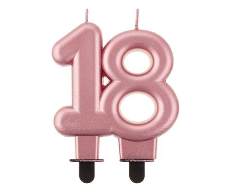 Świeczka B&C cyferka "18" różowo-złota 8cm | PF-SCRZ18 Świeczka B&C cyferka "18" różowo-złota 8cm | PF-SCRZ18
