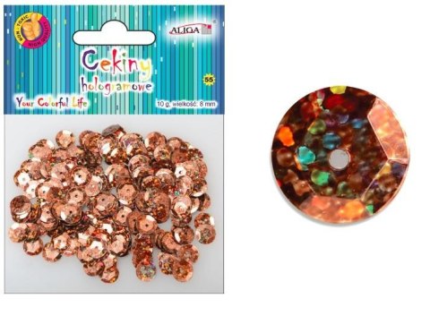 Cekiny hologramowe BRĄZOWE 8mm 10g | MT-0212 Cekiny hologramowe BRĄZOWE 8mm 10g | MT-0212