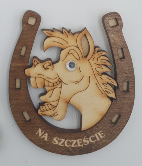 Magnes na lodówkę - podkowa z koniem na szczęście 8,5 x 7,5 cm nr. 139 Magnes na lodówkę - podkowa z koniem na szczęście 8,5 x 7,5 cm nr. 139