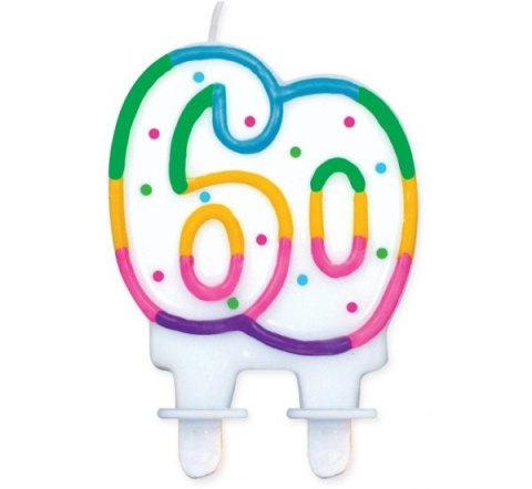 Świeczka cyferka z kropeczkami "60" 8 cm | PF-SCK60 Świeczka cyferka z kropeczkami "60" 8 cm | PF-SCK60