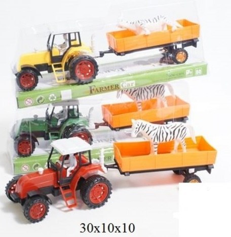 Traktor z przyczepą z zebrą Traktor z przyczepą z zebrą