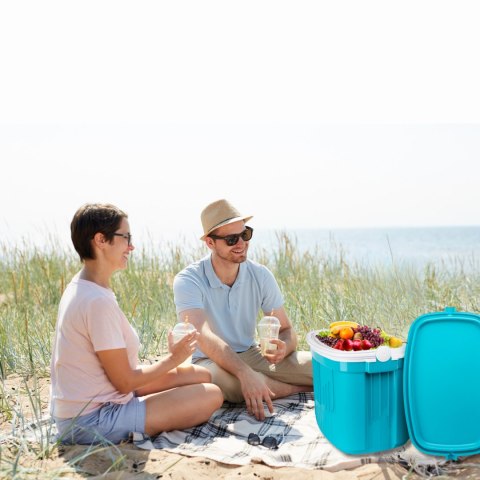 Lodówka turystyczna 32L KAMAI ICEBERG na wkłady mrożące, turkusowa z białą rączką Lodówka turystyczna 32L KAMAI ICEBERG na wkłady mrożące, turkusowa z białą rączką