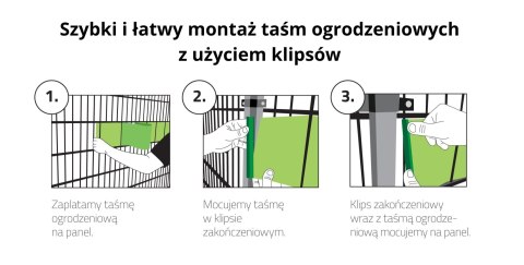 Klipsy do taśm ogrodzeniowych 10 szt. STANDARD ZIELONE Klipsy do taśm ogrodzeniowych 10 szt. STANDARD ZIELONE