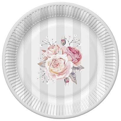 Talerze papierowe 18cm Różowe Róże 8 szt.79-32 Talerze papierowe 18cm Różowe Róże 8 szt.79-32
