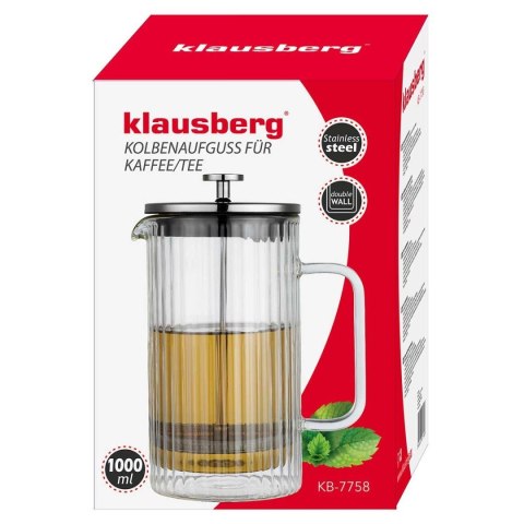 ZAPARZACZ TŁOKOWY DO KAWY/HERBATY TERMICZNY 1000ml KLAUSBERG KB-7758 KLAUSBERG
