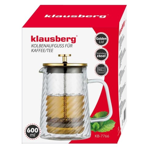 ZAPARZACZ TŁOKOWY DO KAWY/HERBATY TERMICZNY 600ml KLAUSBERG KB-7766 KLAUSBERG