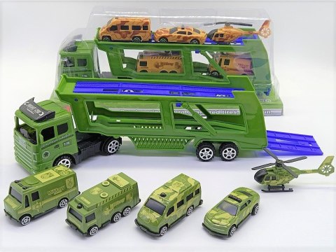 Zestaw auto wojskowe z lawetą i 5 pojazdami Zestaw auto wojskowe z lawetą i 5 pojazdami