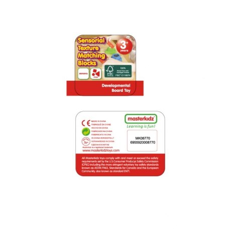 MASTERKIDZ Drewniany Sorter Kształtów Materiałów Faktury Powierzchni Montessori Masterkidz