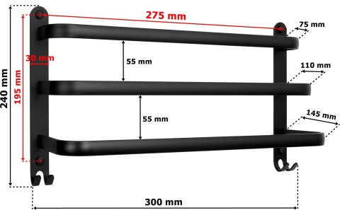 WIESZAK ATHOS 30 CM CZARNY LOFT