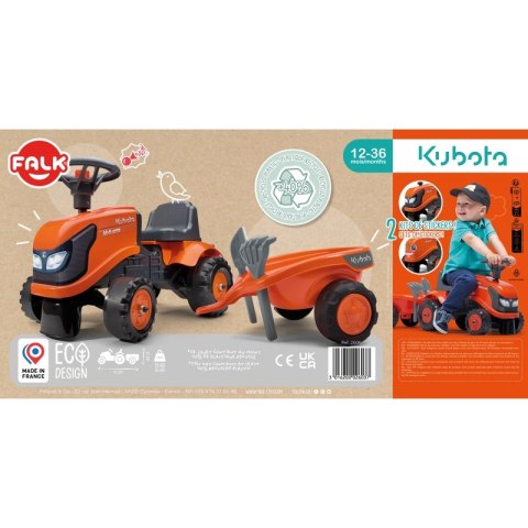 FALK Traktorek Kubota Pomarańczowy z Przyczepką + akc. od 1 roku FALK