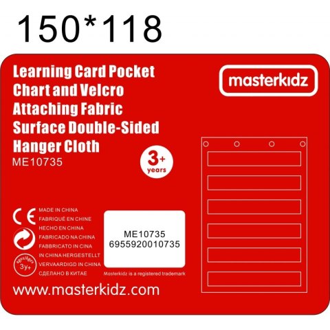 MASTERKIDZ Materiałowy Arkusz Do Wieszania Z Kieszonkami Na Fiszki I Obrazki Czerwony Masterkidz MASTERKIDZ Materiałowy Arkusz Do Wieszania Z Kieszonkami Na Fiszki I Obrazki Czerwony Masterkidz