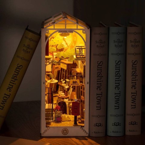 ROBOTIME Składany Drewniany Model LED - Book Nook Słoneczne Miasto ROBOTIME Składany Drewniany Model LED - Book Nook Słoneczne Miasto