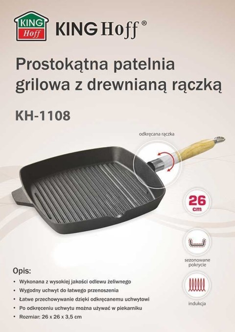ŻELIWNA PATELNIA GRILLOWA KINGHOFF KH-1108 26cm KINGHOFF ŻELIWNA PATELNIA GRILLOWA KINGHOFF KH-1108 26cm KINGHOFF