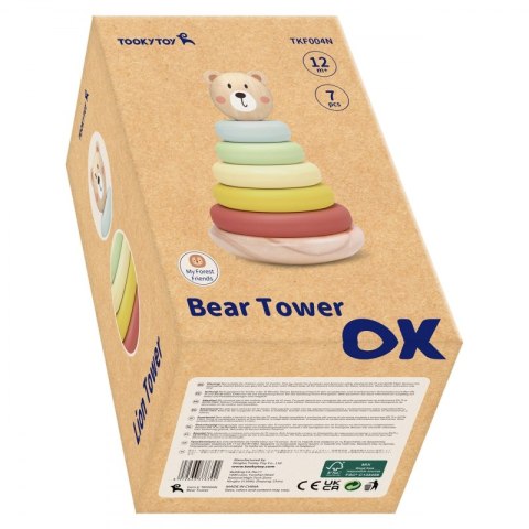 TOOKY TOY Drewniana Układanka Piramidka Miś Tooky Toy TOOKY TOY Drewniana Układanka Piramidka Miś Tooky Toy