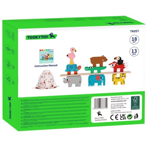 TOOKY TOY Drewniane Klocki Układanka Zwierzątka Montessori 9 el. Tooky Toy