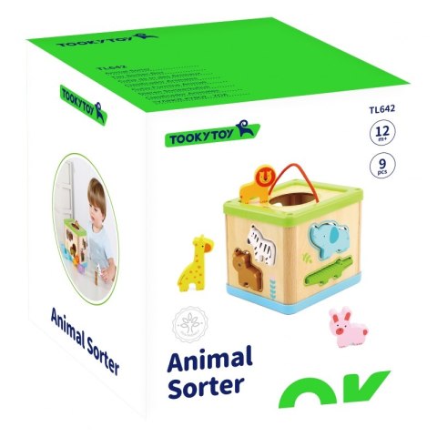 TOOKY TOY Drewniany Sorter Kostka Edukacyjna Zwierzątka Tooky Toy TOOKY TOY Drewniany Sorter Kostka Edukacyjna Zwierzątka Tooky Toy