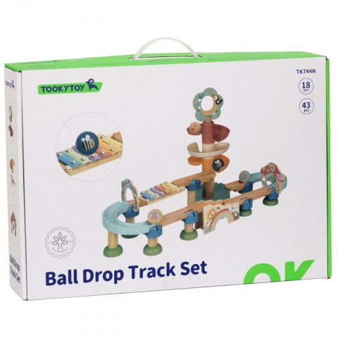 Tooky Toy Drewniany Muzyczny Tor Kulkowy Kulodrom 44 el. Pastelowe Tooky Toy