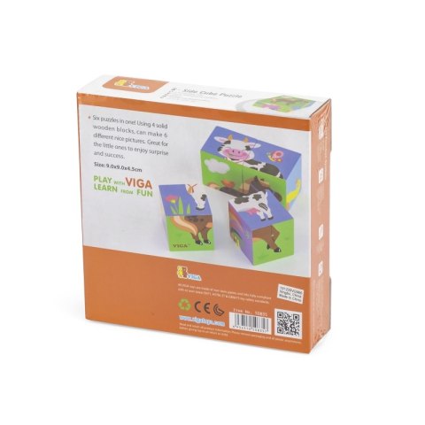 VIGA Drewniana Układanka Puzzle Farma 4 klocki Viga Toys VIGA Drewniana Układanka Puzzle Farma 4 klocki Viga Toys