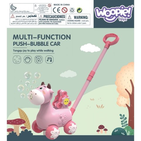 WOOPIE Pchacz Krówka do Pchania z Dźwiękiem i Bańkami Mydlanymi Różowa Woopie WOOPIE Pchacz Krówka do Pchania z Dźwiękiem i Bańkami Mydlanymi Różowa Woopie