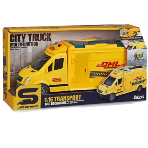 SAMOCHÓD DOSTAWCZY DHL DLA DZIECI Z EFEKTAMI ŚWIETLNYMI I DŹWIĘKOWYMI SAMOCHÓD DOSTAWCZY DHL DLA DZIECI Z EFEKTAMI ŚWIETLNYMI I DŹWIĘKOWYMI