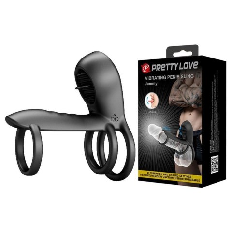 PRETTY LOVE - VIBRATING PENIS SLING Jammy, 12 vibration functions 12 licking settings Memory function Boss of toys