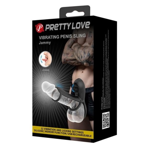 PRETTY LOVE - VIBRATING PENIS SLING Jammy, 12 vibration functions 12 licking settings Memory function Boss of toys