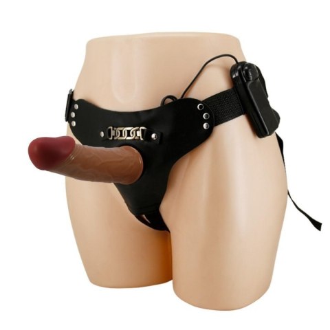 PRETTY LOVE - HARNESS BRIEFS Starks Universal Strap-On Harness 6,9&#039;&#039; Vibration Dildo Light Brown Boss of toys