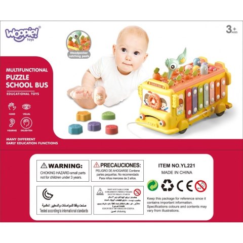 WOOPIE BABY Interaktywny Autobus Montessori Edukacyjny 6w1 Młoteczek Cymbałki +18 m Woopie