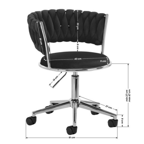 Krzesło obrotowe warkocz TRECCIA OFFICE GREY VELVET Lugano