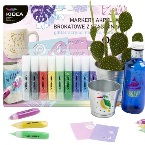KIDEA MARKERY AKRYLOWE BROKATOWE 10 kol + szablony KIDEA MARKERY AKRYLOWE BROKATOWE 10 kol + szablony