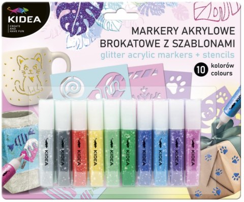 KIDEA MARKERY AKRYLOWE BROKATOWE 10 kol + szablony KIDEA MARKERY AKRYLOWE BROKATOWE 10 kol + szablony