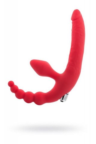 Black & Red, Beltless strapon with vibro-bullet, moisture-resistant, silicone, red 35 cm Boss of toys