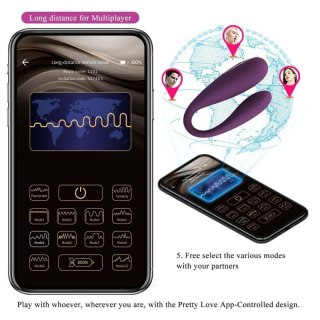 PRETTY LOVE - August, Mobile APP Long-distance Control 12 vibration functions, ABS Silicone, USB rechargeable Boss of toys