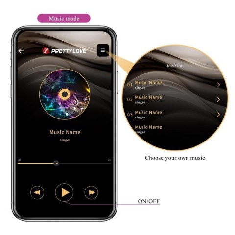 PRETTY LOVE - August, Mobile APP Long-distance Control 12 vibration functions, ABS Silicone, USB rechargeable Boss of toys