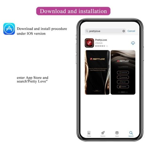PRETTY LOVE - August, Mobile APP Long-distance Control 12 vibration functions, ABS Silicone, USB rechargeable Boss of toys