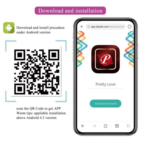 PRETTY LOVE - August, Mobile APP Long-distance Control 12 vibration functions, ABS Silicone, USB rechargeable Boss of toys