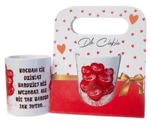 Kubek ceramiczny w ozdobnym opakowaniu z napisem "KOCHAM CIĘ BARDZIEJ " - balony Kubek ceramiczny w ozdobnym opakowaniu z napisem "KOCHAM CIĘ BARDZIEJ " - balony